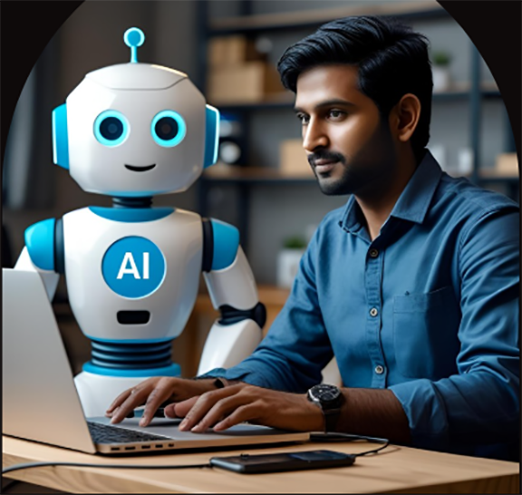 Biplab Mitra with AI Robot